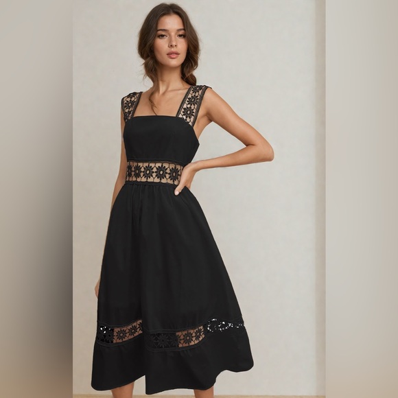 Dresses & Skirts - Eyelet Embroidery Dress Black